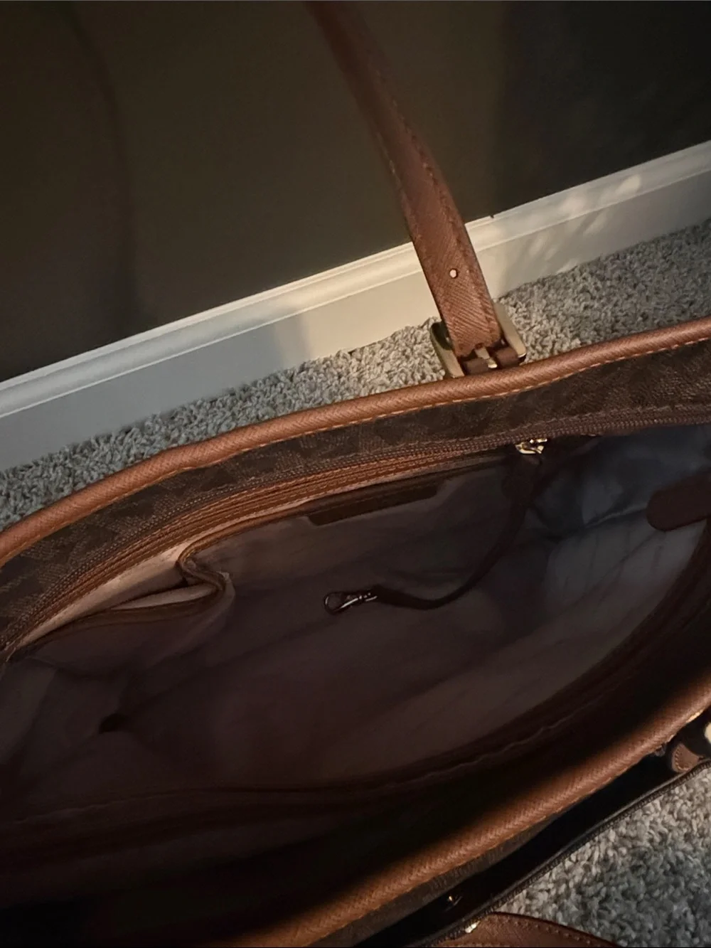 Michael Kors Dark Brown Monogram Jet Set Tote with Snap Front Card Holders - Picture 6 of 7